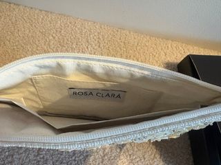 Bolso/Clutch Novia Rosa Clará Blanco/Plata/crema