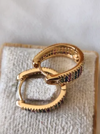 Pendientes Aro Chapados Oro 18k Multicolor