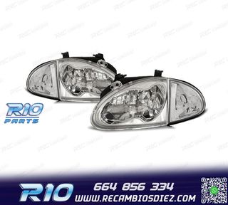 FAROS + INTERMITENTE HONDA CRX DEL SOL 92-97 FONDO CROMO