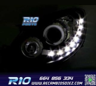 FAROS RENAULT TWINGO 07-11 LUZ DIURNA LED FONDO NEGRO