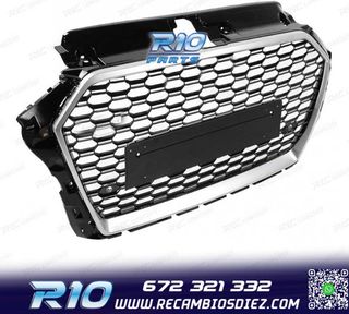 PARRILLA AUDI A3 8V 17-19 LOOK RS3 NEGRO PLATA