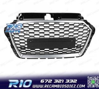 PARRILLA AUDI A3 8V 17-19 LOOK RS3 NEGRO PLATA