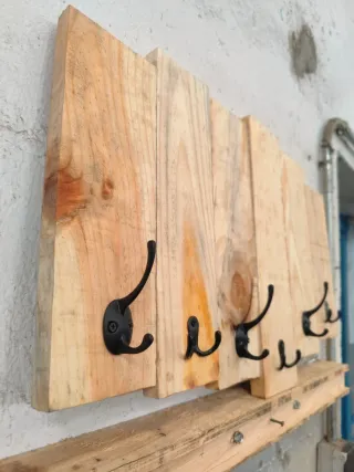 Perchero Artesanal Madera Natural