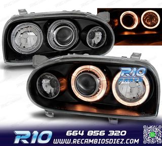 FAROS VOLKSWAGEN VW GOLF 3 OJOS ANGEL NEGROS + INTERMITENTES