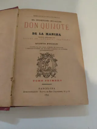 LIBROS DE DON QUIJOTE DE LA MANCHA AÑO 1895