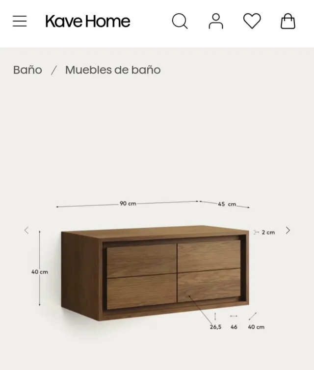 Mueble de baño Kenta Kave Home madera