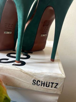 Scarpe Schutz donna tacco alto verde taglia 41