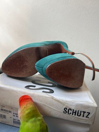 Scarpe Schutz donna tacco alto verde taglia 41