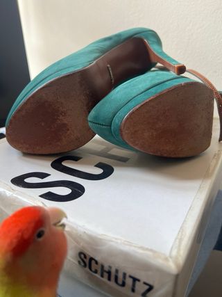 Scarpe Schutz donna tacco alto verde taglia 41