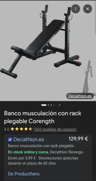 Banco musculación pesas con rack plegable Corength