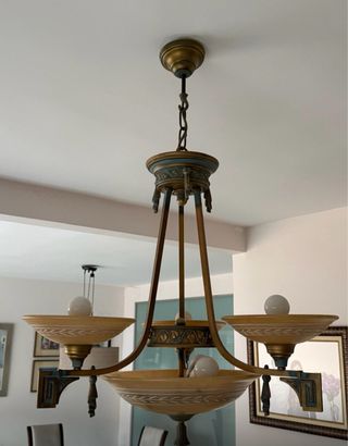 Lámpara de techo clásica Bronce y Azul