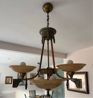 Lámpara de techo clásica Bronce y Azul