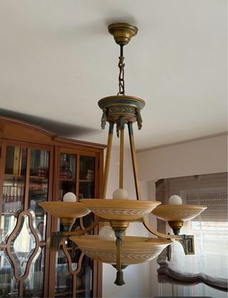 Lámpara de techo clásica Bronce y Azul