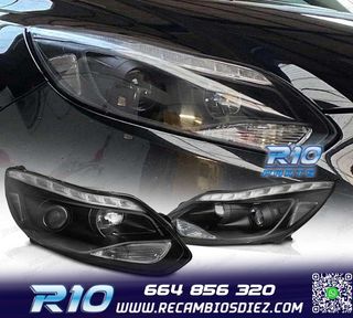 FAROS FORD FOCUS MK3 11-14 LUZ DIURNA LED NEGROS
