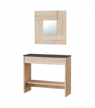 Recibidor Consola Cajón Y Espejo. Roble Canadian/