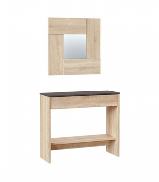 Recibidor Consola Cajón Y Espejo. Roble Canadian/