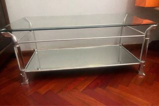 Mesa de centro cristal y metal