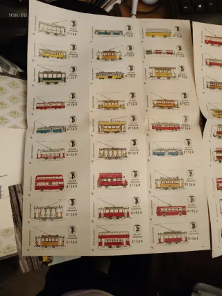 Billetes de tranvía y panfleto Tranvía Azul