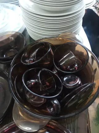 Vajilla de cristal ámbar 88 piezas Platos Vasos