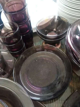 Vajilla de cristal ámbar 88 piezas Platos Vasos