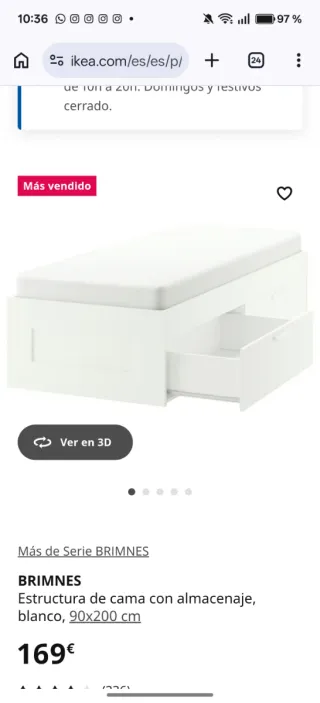2 Camas IKEA BRIMNES con somieres