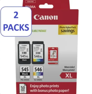 2 uds Packs Canon PG545XL+CL546XL+papel foto