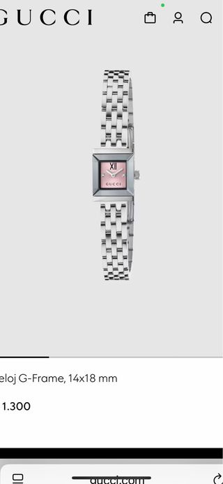 Reloj Gucci Cuadrado Rosa y Plateado