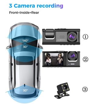 Camara DVR Dashcam Coche Triple Camara