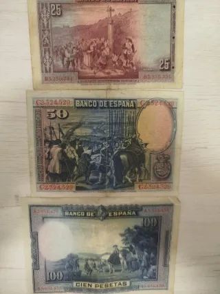 3 Banconote Banco de España 1928