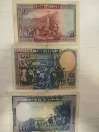 3 Banconote Banco de España 1928