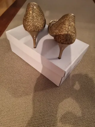 Zapatos dorados fiesta.  PIEL