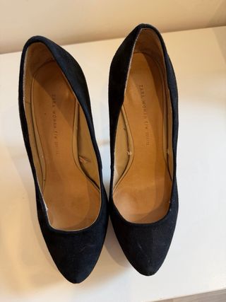 Zapatos tacón Zara ante negro T38