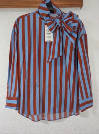 Blusa Zara Talla M Rayas Lazada Azul Roja