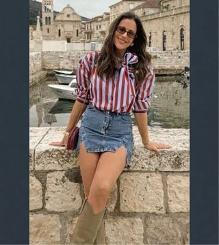 Blusa Zara Talla M Rayas Lazada Azul Roja