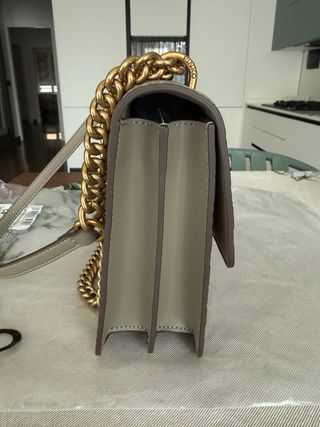 Borsa Pinko Love Bag Pelle Logo Beige Oro