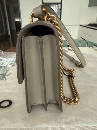 Borsa Pinko Love Bag Pelle Logo Beige Oro