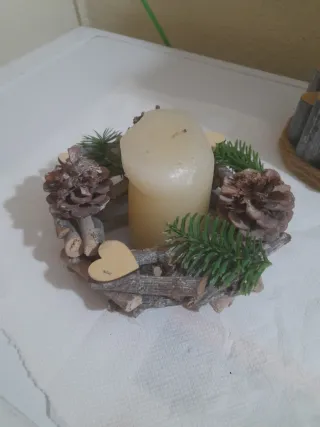 Coppia portacandele artigianali in legno