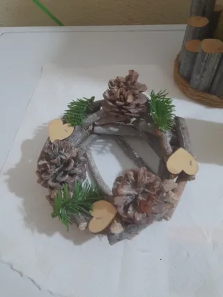 Coppia portacandele artigianali in legno