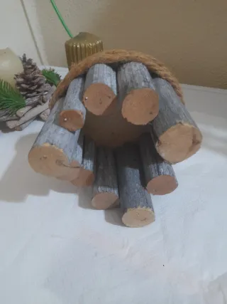 Coppia portacandele artigianali in legno