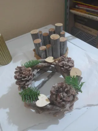 Coppia portacandele artigianali in legno