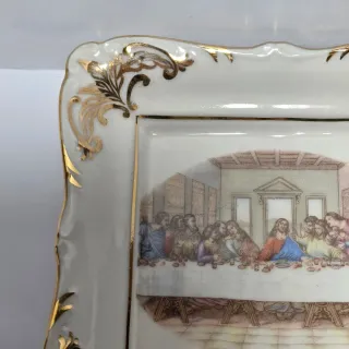 Vecchio posacenere in porcellana con Ultima Cena