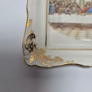 Vecchio posacenere in porcellana con Ultima Cena