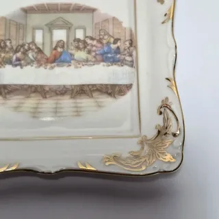 Vecchio posacenere in porcellana con Ultima Cena
