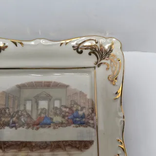 Vecchio posacenere in porcellana con Ultima Cena