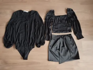 Conjunto Top y Falda Negro y body