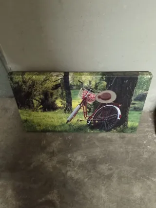 Cuadro paisaje rural con flores