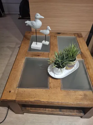 Mesa de centro mexicana madera y cristal