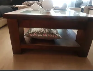 Mesa de centro mexicana madera y cristal