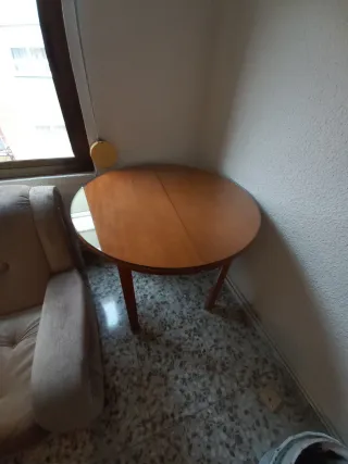 Mesa camilla redonda madera y cristal