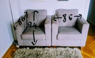 2 Butacas de salón tela color beige, topo